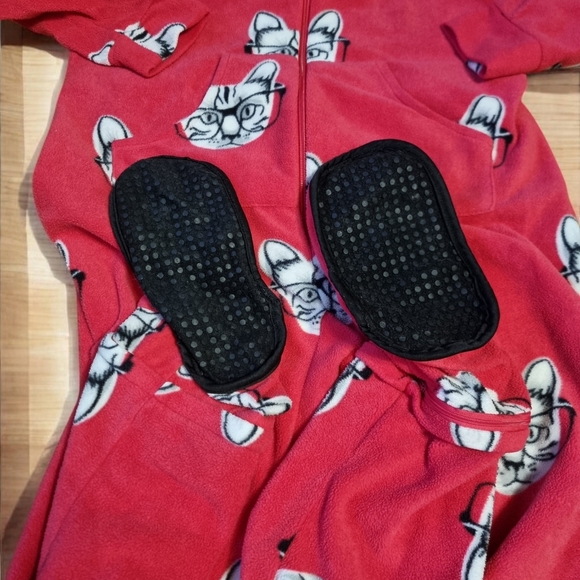 Kozies Fuschia Pink Ladues Footed Cat Fleece Onsie - Picture 7 of 13